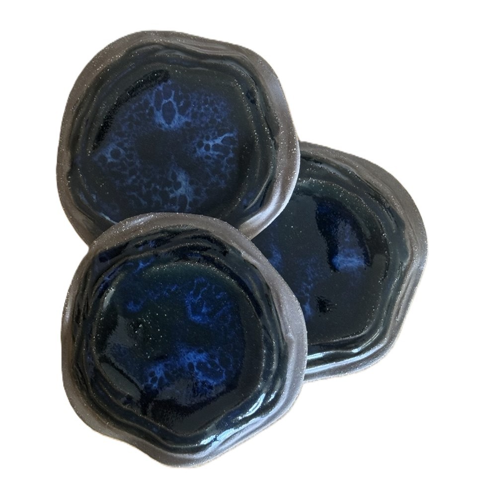 Wave Küçük 3`lü Tabak Seti - Kobalt