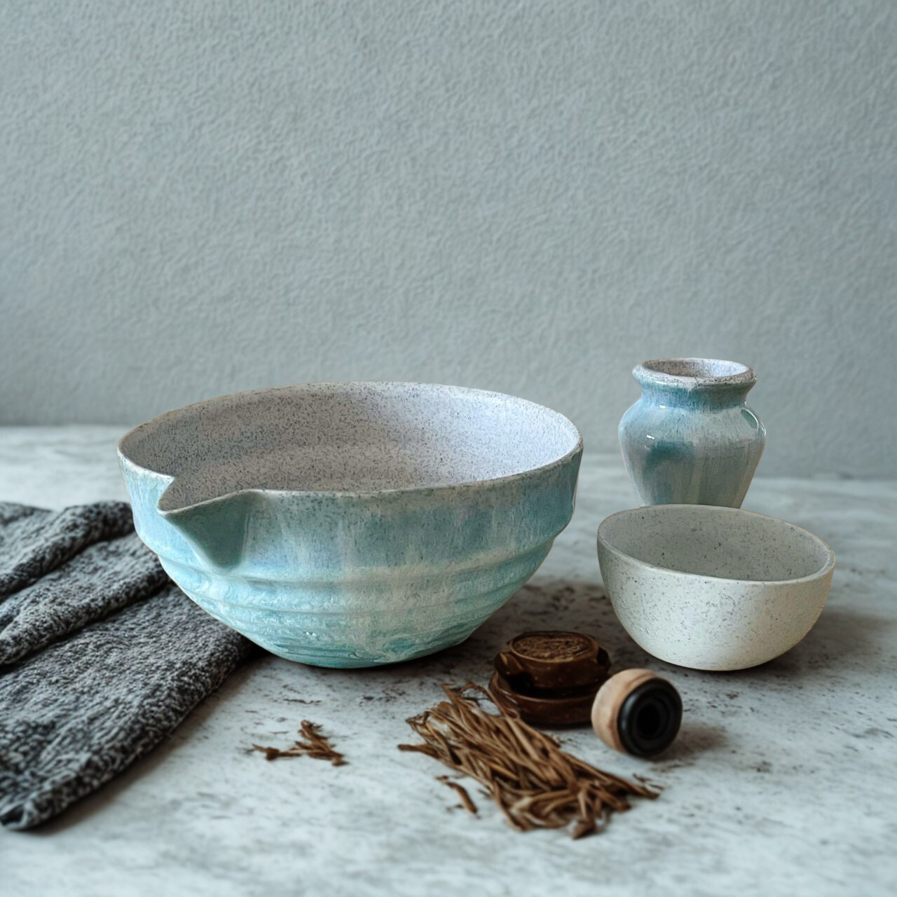 Matcha Seti  Mavi-gri